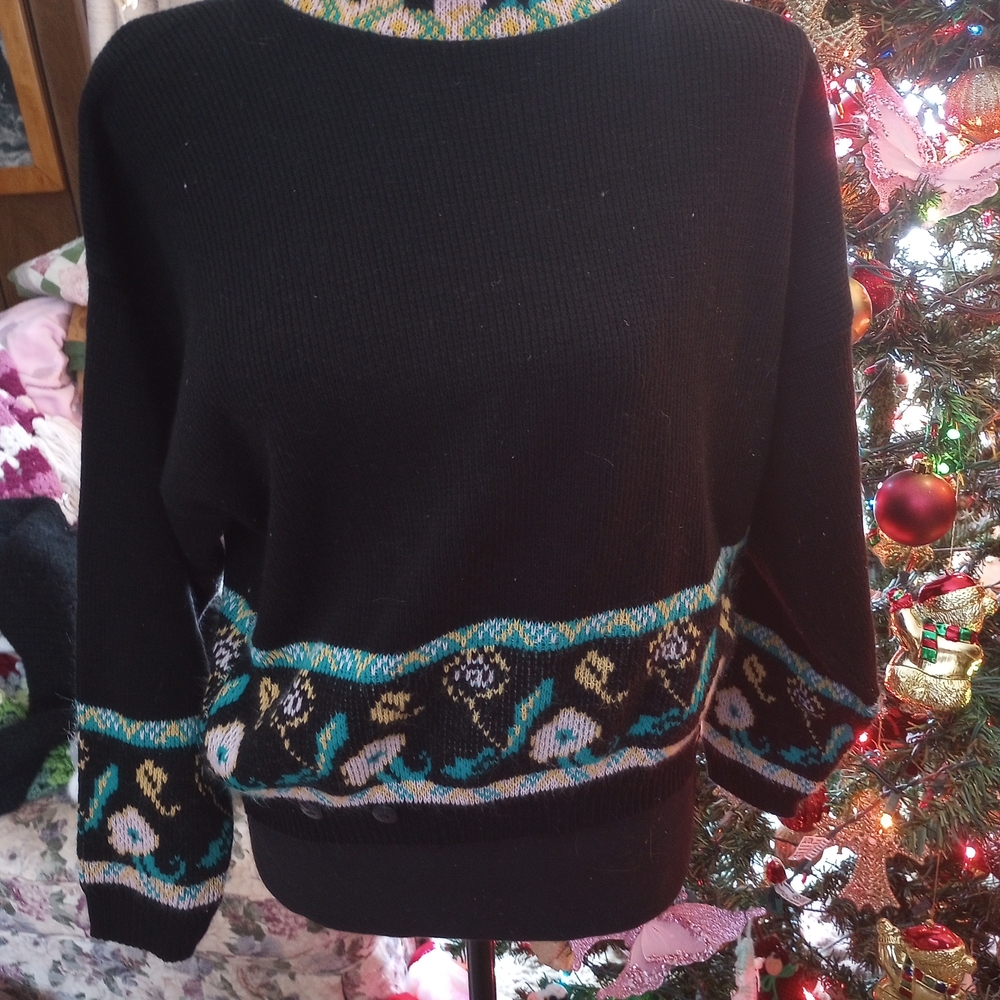 Black Patterned Women's Sweater